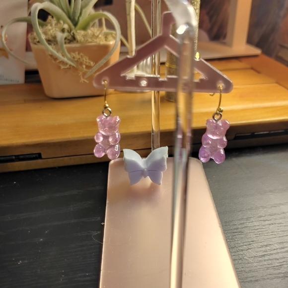 Hand Crafted Jewelry - Purple Gummy Bear Earrings